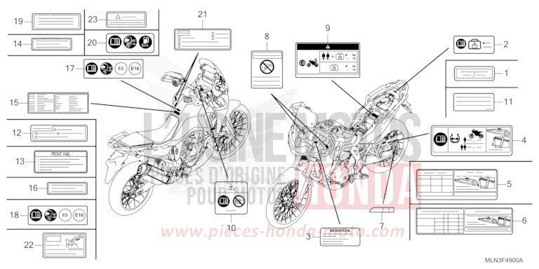 WARNETIKETT von Africa Twin Mechanik PEARL GLARE WHITE (NHB53H) von 2024